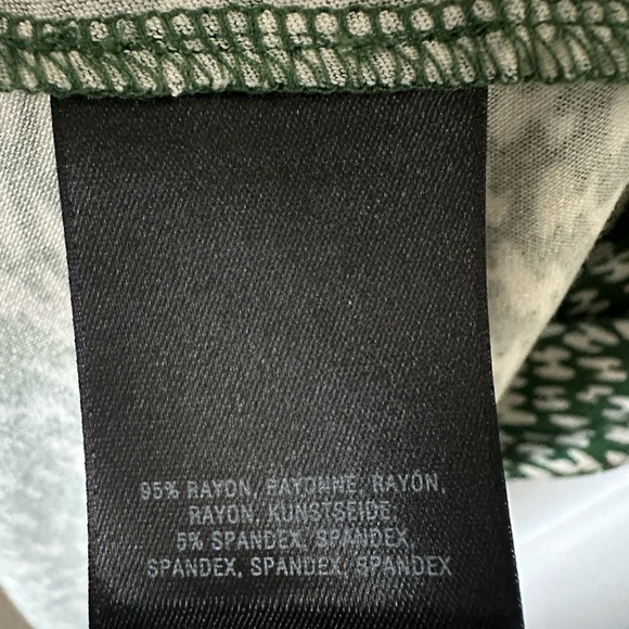 ANTHROPOLOGIE Knit Fit & Flare Sleeveless Dress Green White Print Petite - Picture 5 of 5